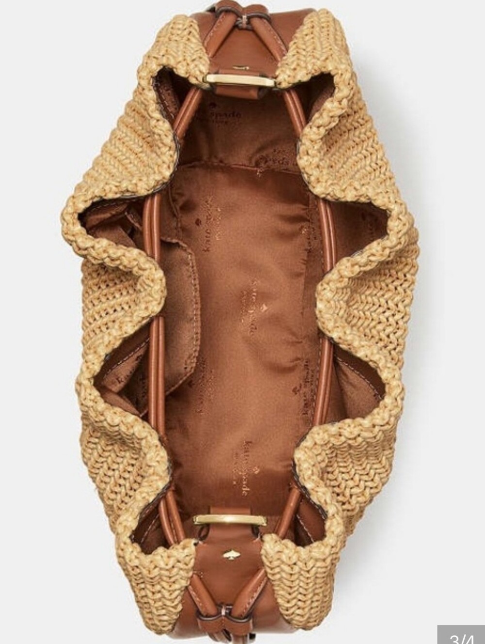 Kate Spade Pinch Straw Crossbody Bag, Natural Multi - Picture 3 of 4